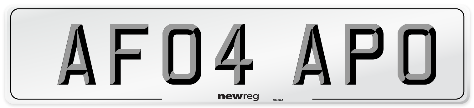 AF04 APO Number Plate from New Reg